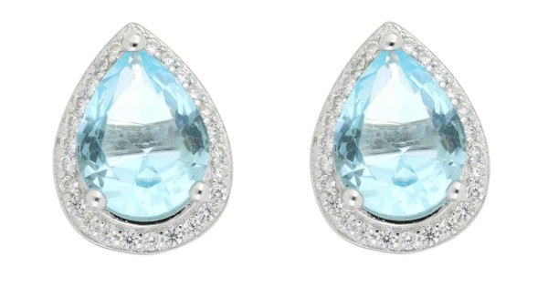 Orecchini A Goccia Con Cristalli Blu E Perline Avorio - Gioielli - Foto 2